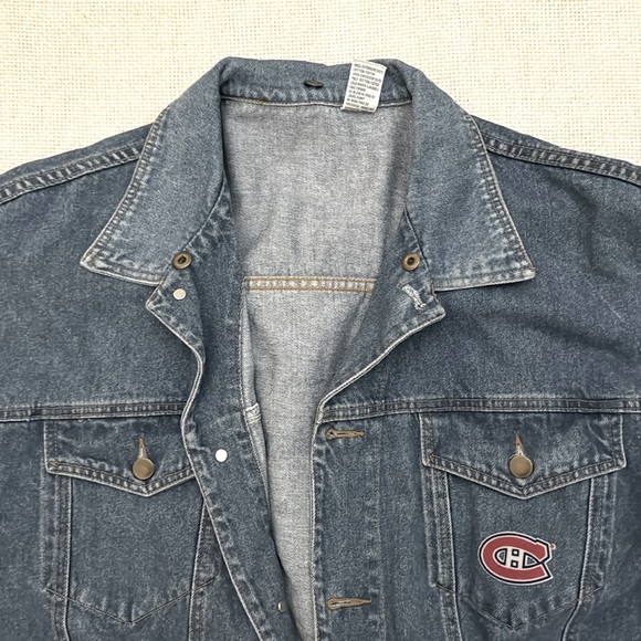 Vintage Montreal Canadiens Street Legends NHL Denim Jacket 90s w/ Removable Hood - Picture 7 of 7